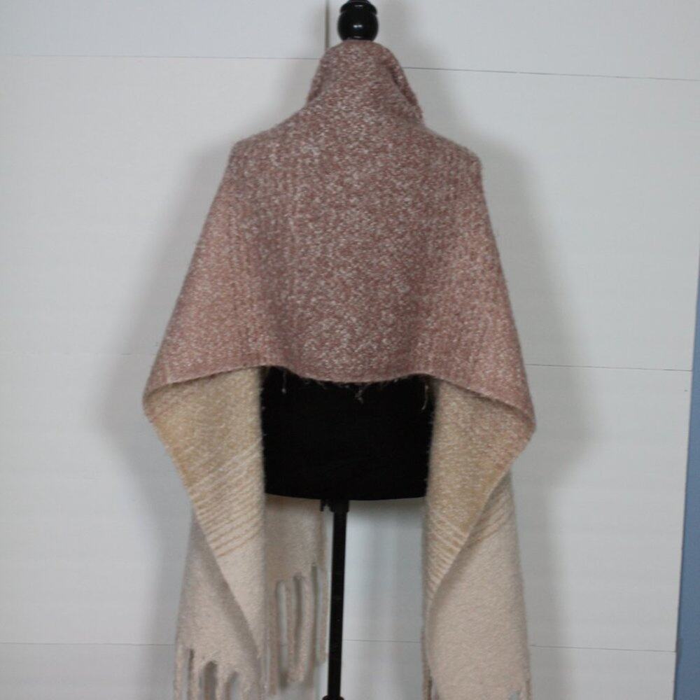 Mersea Large Ombre Cream, Beige, Mauve Knit Scarf - Picture 5 of 12